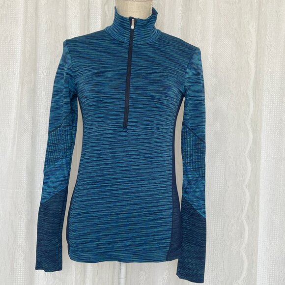 Athleta Women's Jacket Small Blue Flurry Half Zip Layer Mock Neck Long Sleeve - Picture 2 of 6